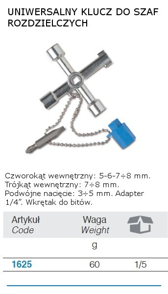 KLUCZ UNIWERSALNY DO SKRZ.ROZDZIELCZYCH BM S.P.A.