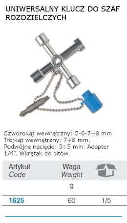 KLUCZ UNIWERSALNY DO SKRZ.ROZDZIELCZYCH BM S.P.A.