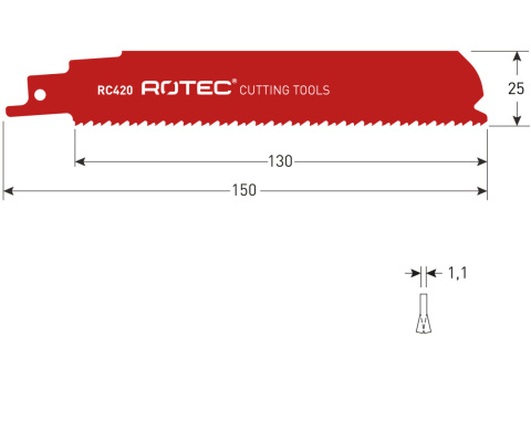 Brzeszczot BiM Rotec RC420 do cięcia metalu, 150 mm